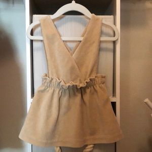 Zara Tan Corduroy Skirt with Suspenders